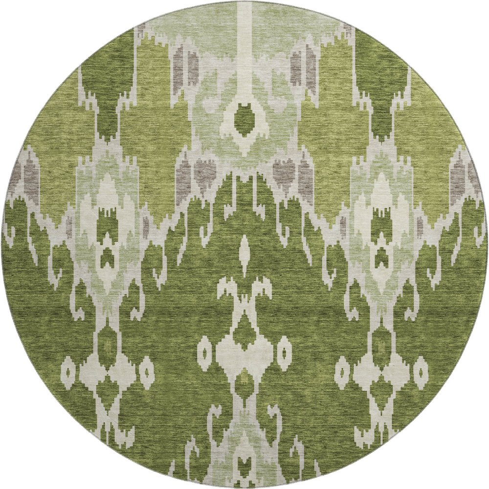 Premium Machine Washable Mayfield AMF748 Olive 8' x 8' Round Rug. Picture 1