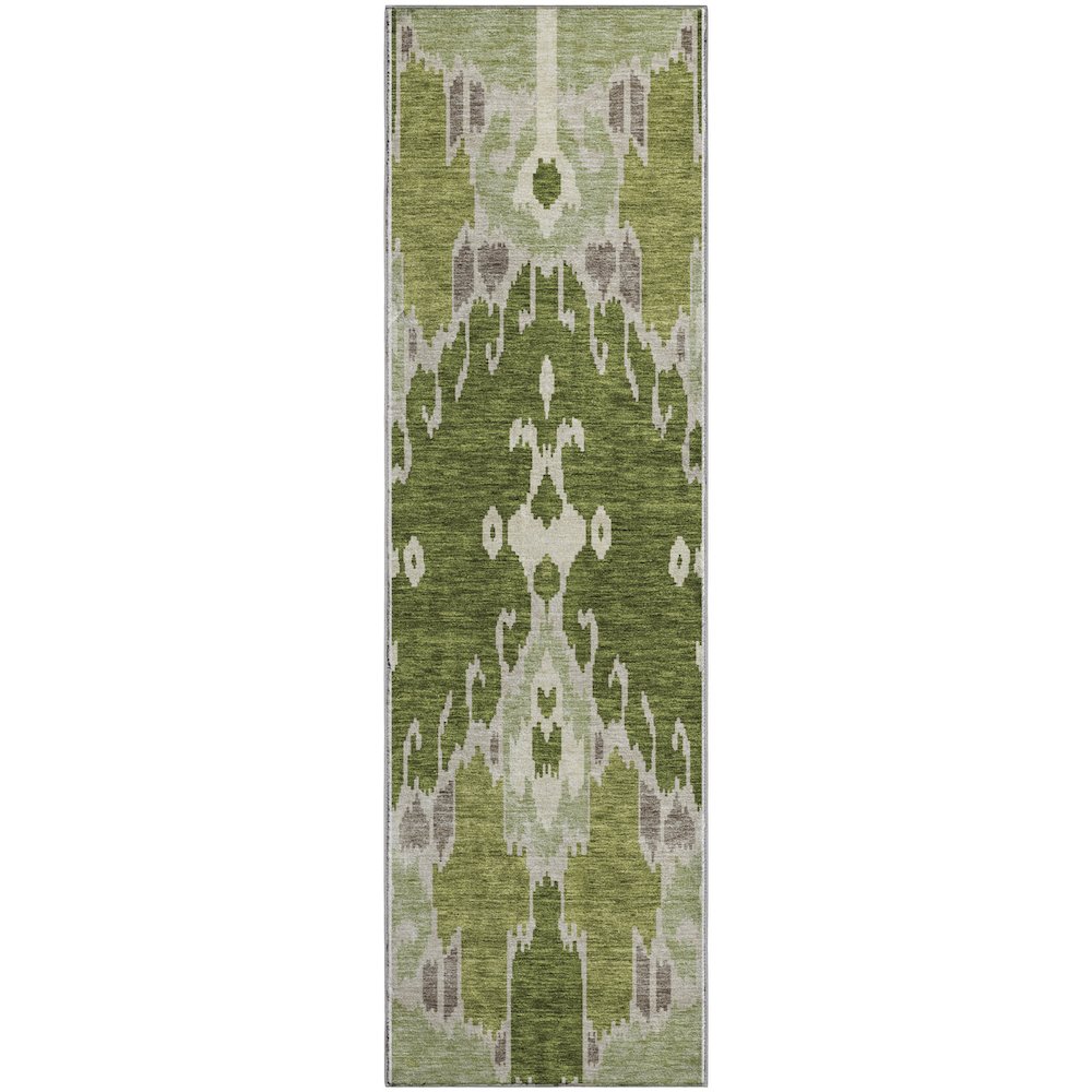 Premium Machine Washable Mayfield AMF748 Olive 2'3" x 7'6" Runner Rug. Picture 1