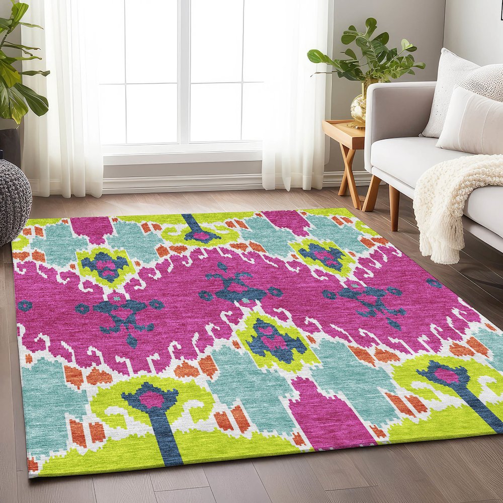Premium Machine Washable Mayfield AMF748 Pink 2'6" x 3'10" Rug. Picture 5