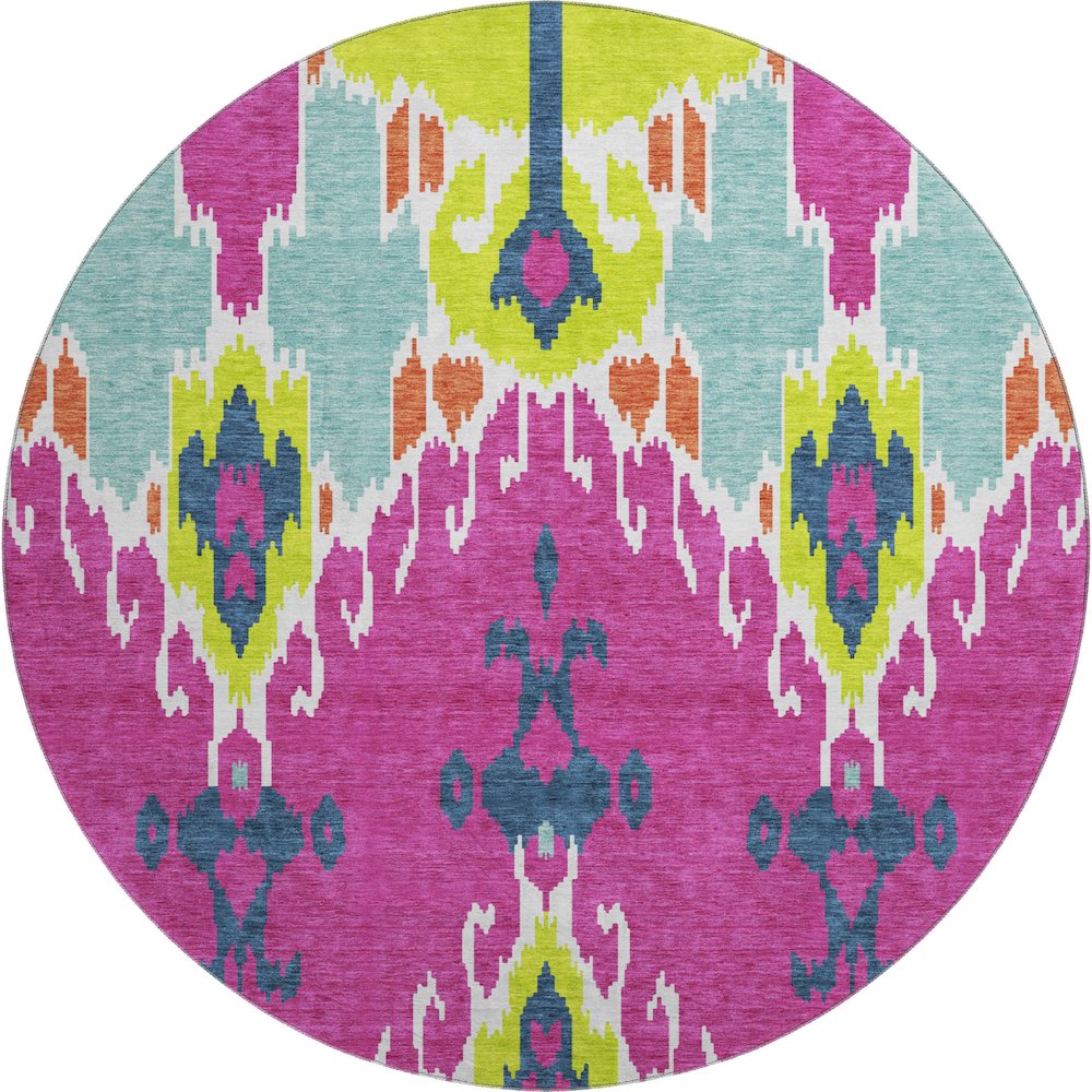 Premium Machine Washable Mayfield AMF748 Pink 8' x 8' Round Rug. Picture 1