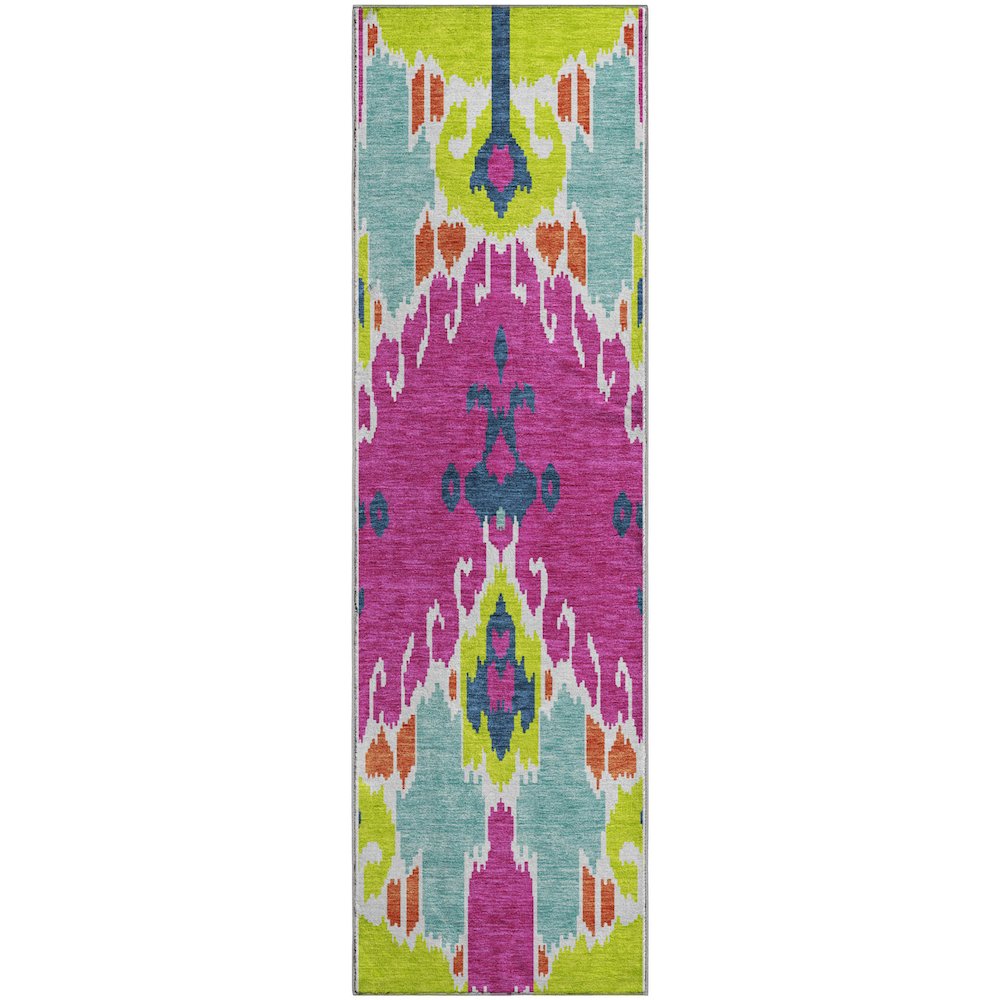 Premium Machine Washable Mayfield AMF748 Pink 2'3" x 7'6" Runner Rug. Picture 1