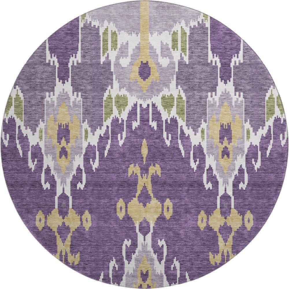 Premium Machine Washable Mayfield AMF748 Purple 8' x 8' Round Rug. Picture 1