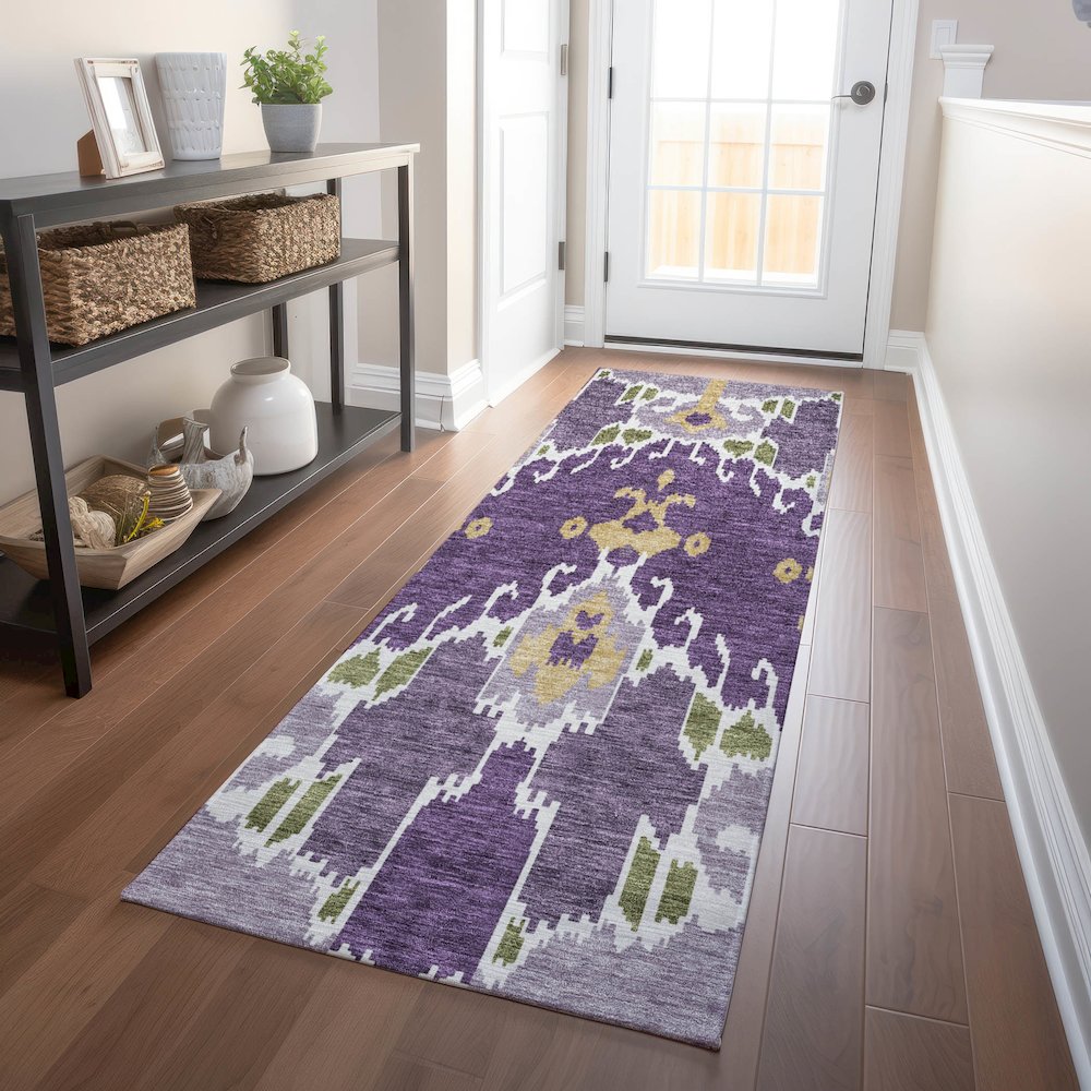 Premium Machine Washable Mayfield AMF748 Purple 2'3" x 7'6" Runner Rug. Picture 5