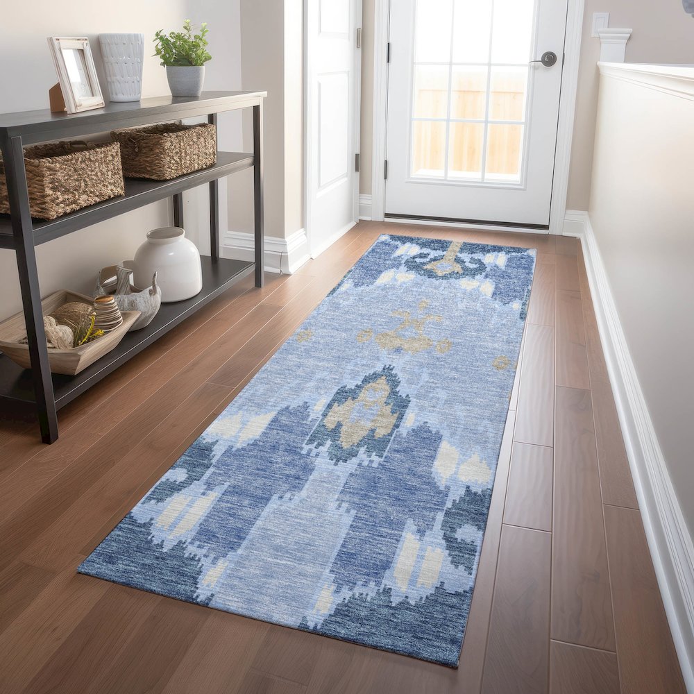 Premium Machine Washable Mayfield AMF748 Sky 2'3" x 7'6" Runner Rug. Picture 5