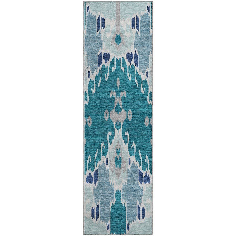 Premium Machine Washable Mayfield AMF748 Teal 2'3" x 7'6" Runner Rug. Picture 1