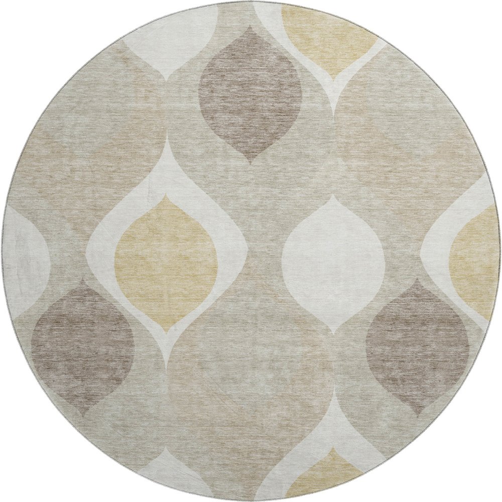 Premium Machine Washable Mayfield AMF749 Beige 8' x 8' Round Rug. Picture 1