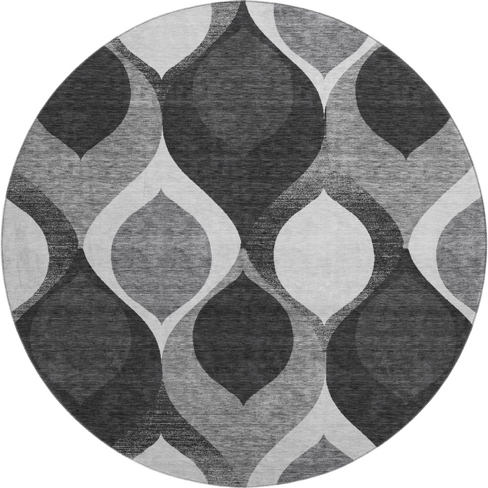 Premium Machine Washable Mayfield AMF749 Black 8' x 8' Round Rug. Picture 1