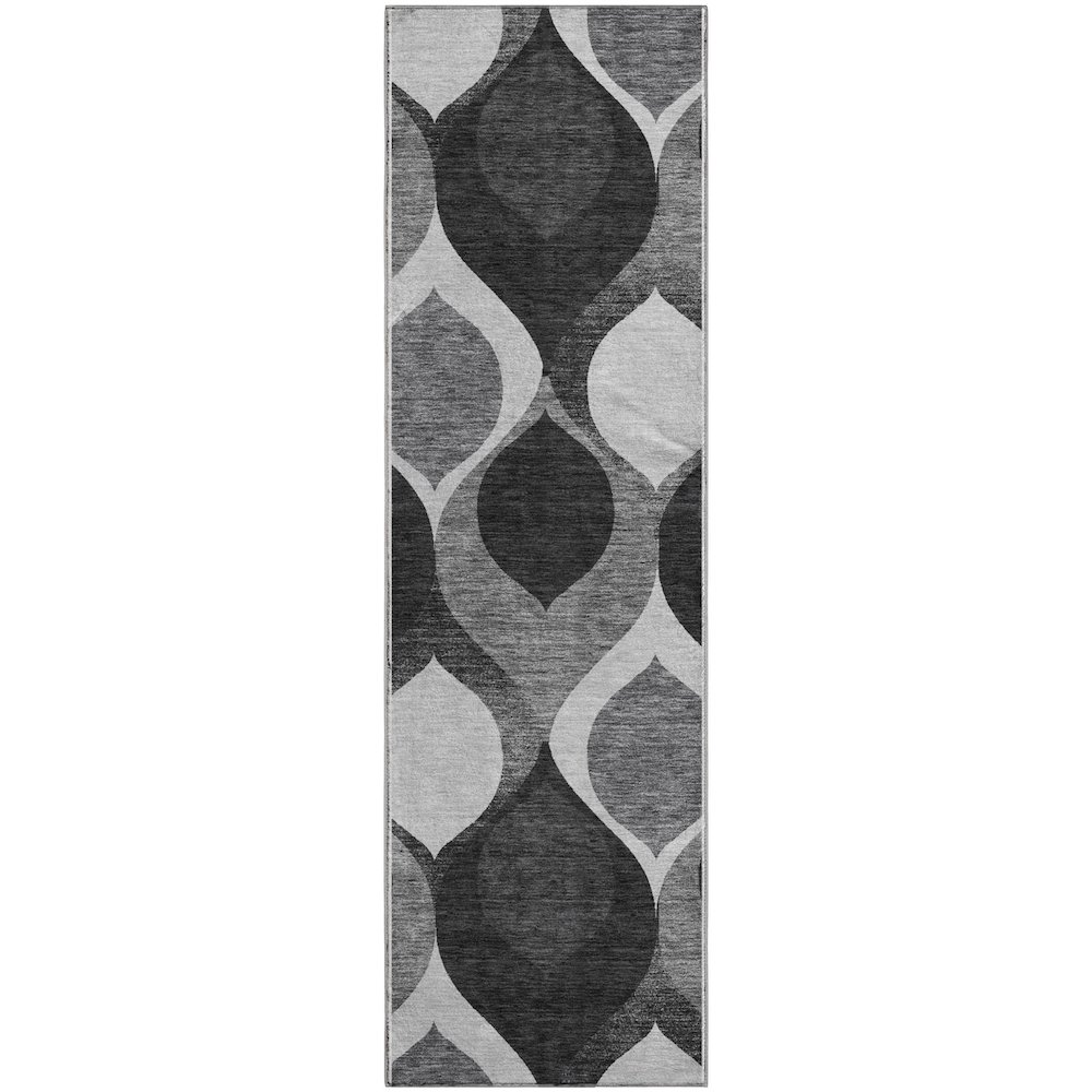 Premium Machine Washable Mayfield AMF749 Black 2'3" x 7'6" Runner Rug. Picture 1