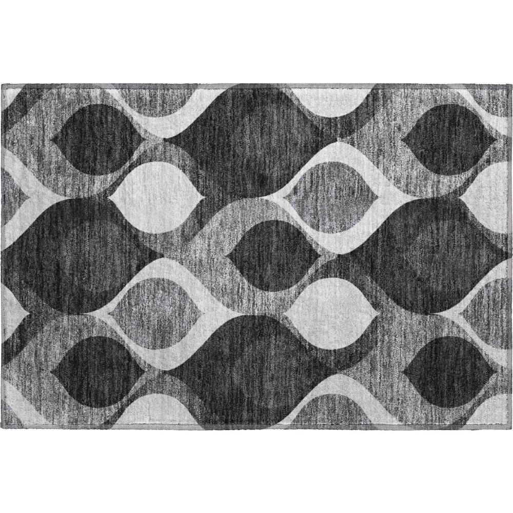 Premium Machine Washable Mayfield AMF749 Black 1'8" x 2'6" Rug. Picture 1