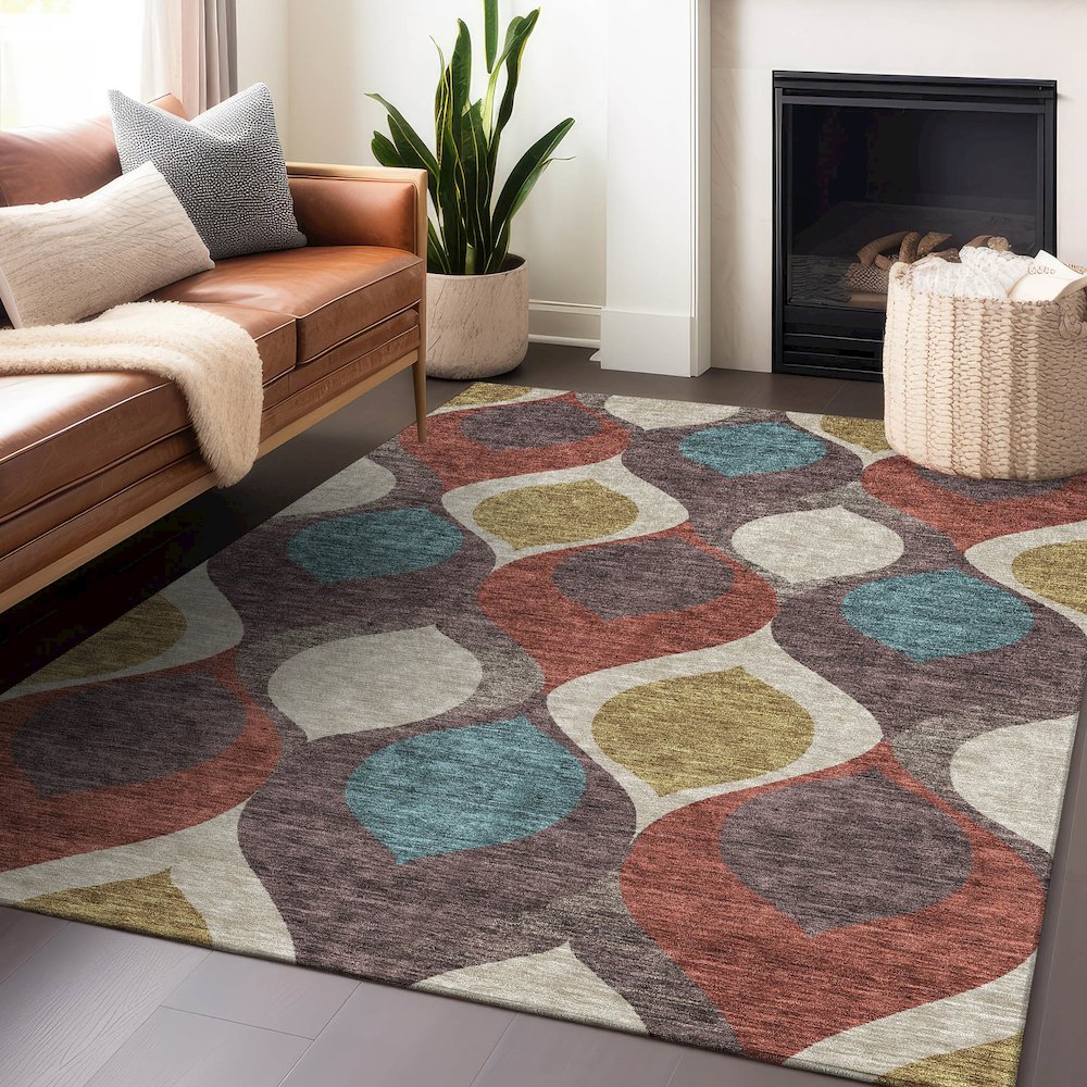 Premium Machine Washable Mayfield AMF749 Brown 2'6" x 3'10" Rug. Picture 6