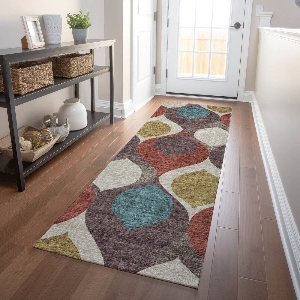Premium Machine Washable Mayfield AMF749 Brown 2'3" x 7'6" Runner Rug. Picture 5