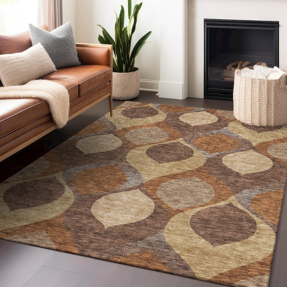 Premium Machine Washable Mayfield AMF749 Copper 2'6" x 3'10" Rug. Picture 6