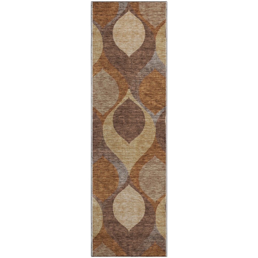Premium Machine Washable Mayfield AMF749 Copper 2'3" x 7'6" Runner Rug. Picture 1