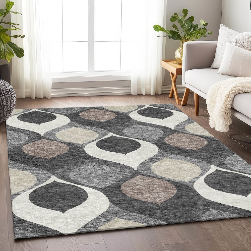 Premium Machine Washable Mayfield AMF749 Gray 2'6" x 3'10" Rug. Picture 5