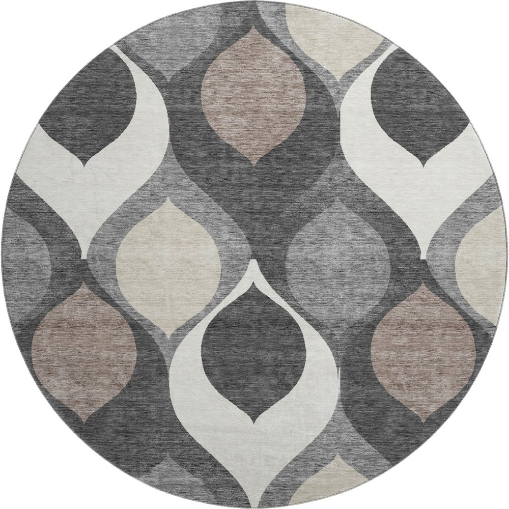 Premium Machine Washable Mayfield AMF749 Gray 8' x 8' Round Rug. Picture 1