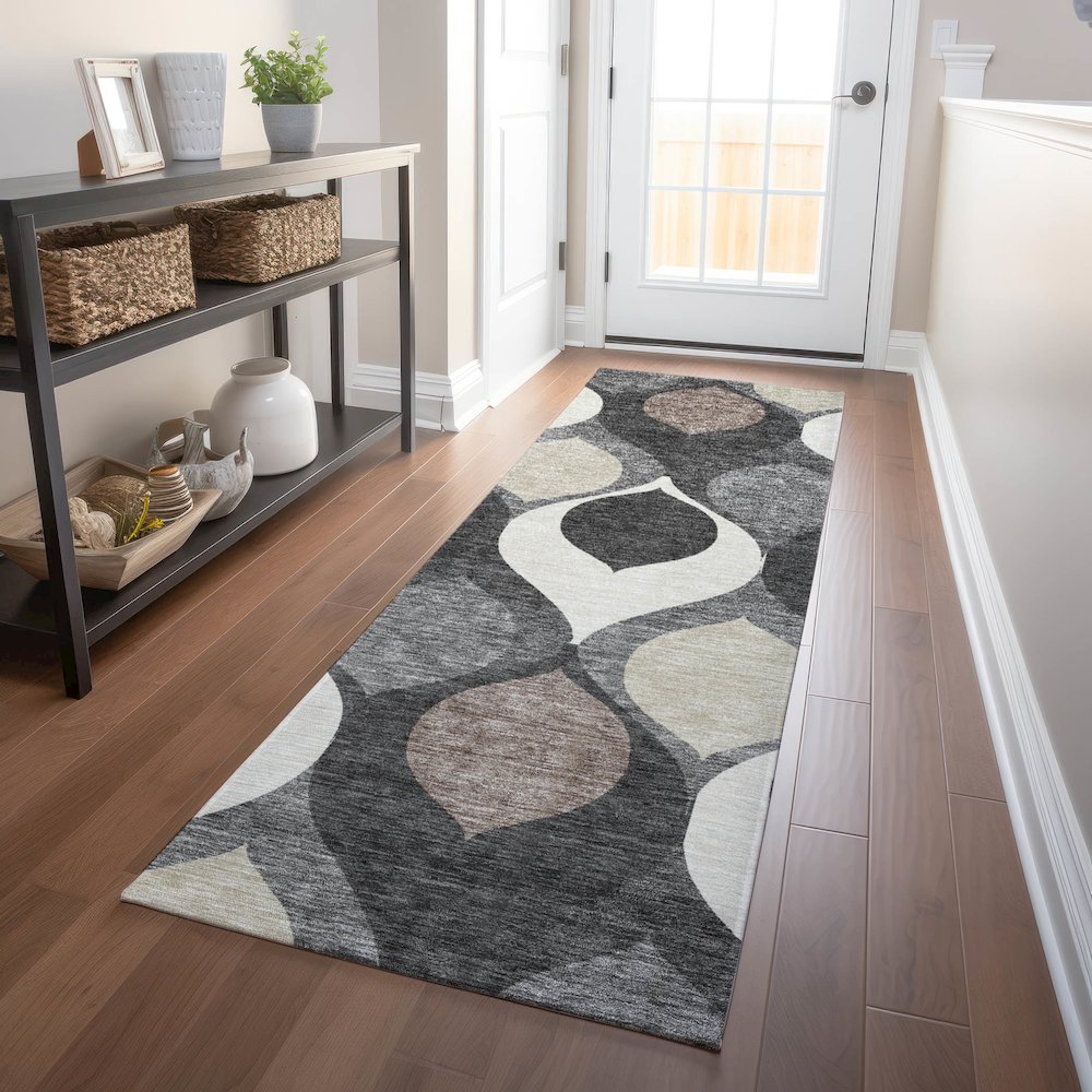 Premium Machine Washable Mayfield AMF749 Gray 2'3" x 7'6" Runner Rug. Picture 5