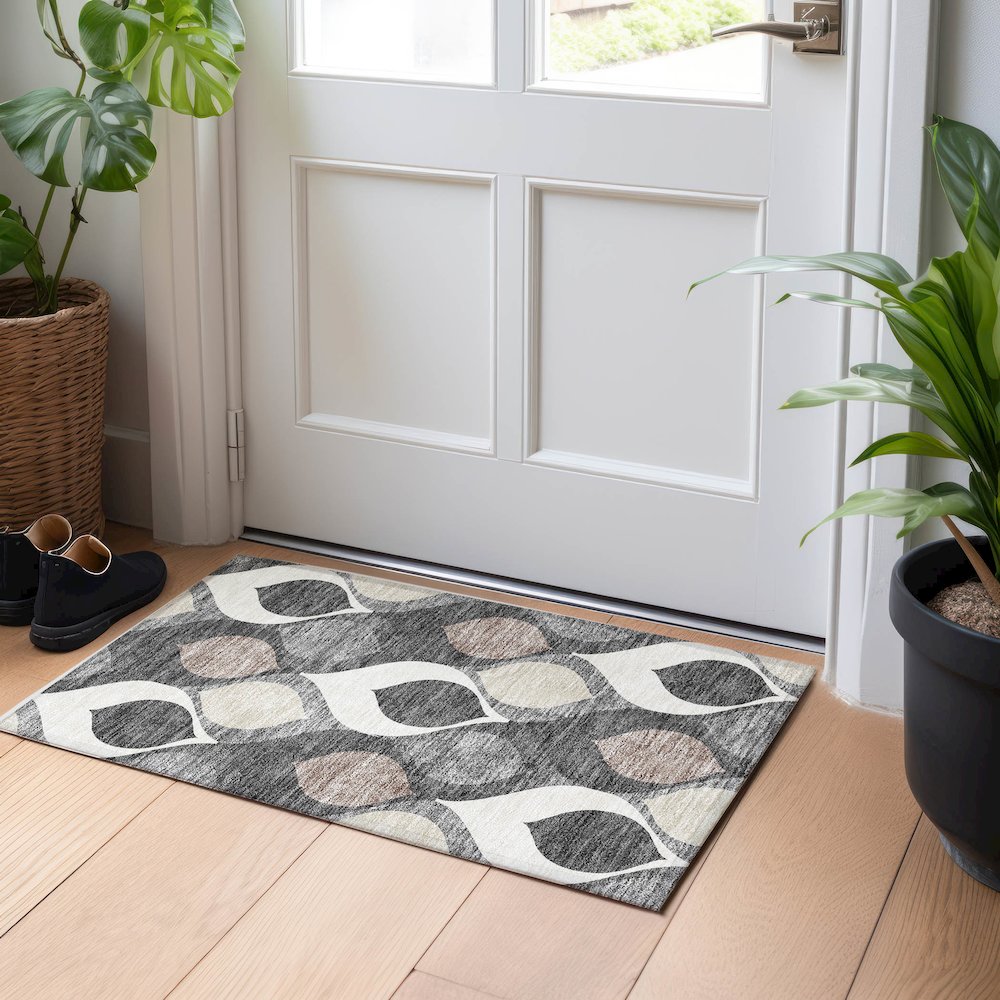 Premium Machine Washable Mayfield AMF749 Gray 1'8" x 2'6" Rug. Picture 5