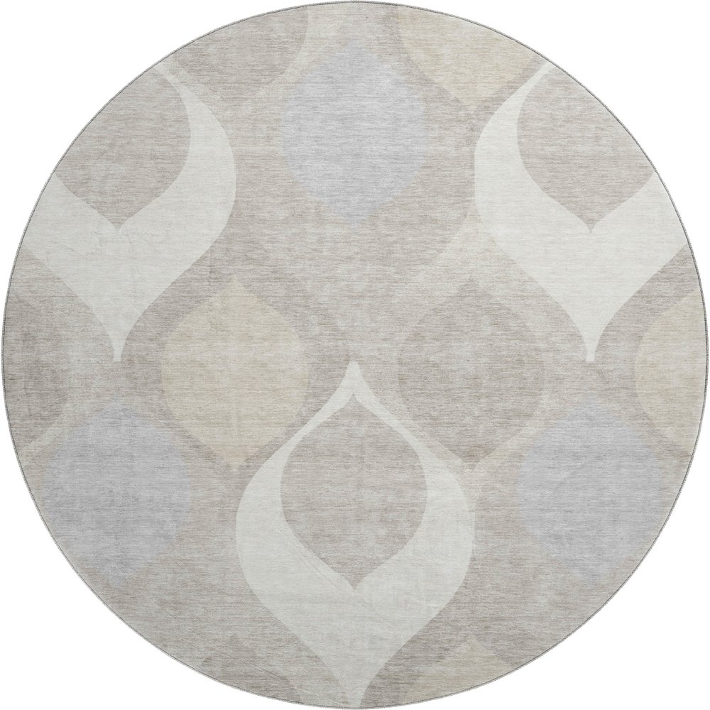 Premium Machine Washable Mayfield AMF749 Ivory 8' x 8' Round Rug. Picture 1