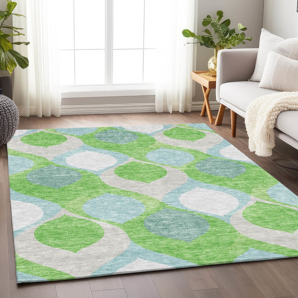 Premium Machine Washable Mayfield AMF749 Lime 2'6" x 3'10" Rug. Picture 5