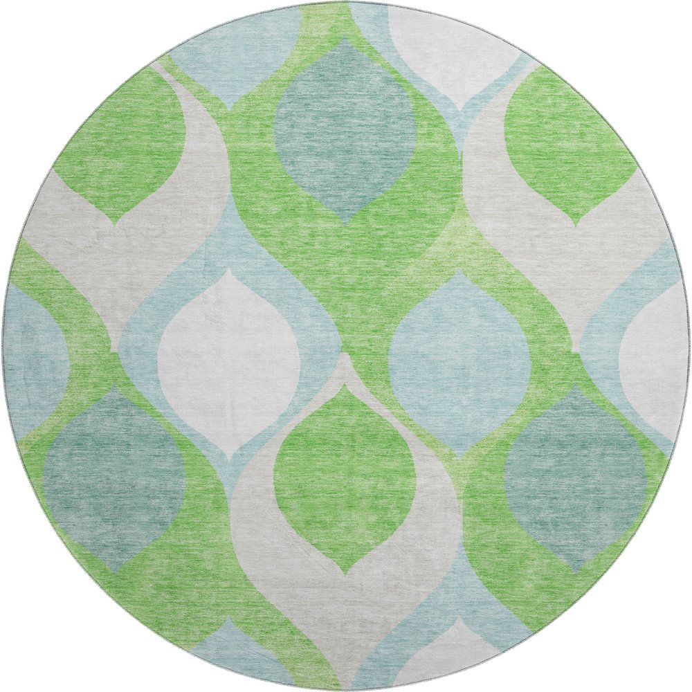 Premium Machine Washable Mayfield AMF749 Lime 8' x 8' Round Rug. Picture 1