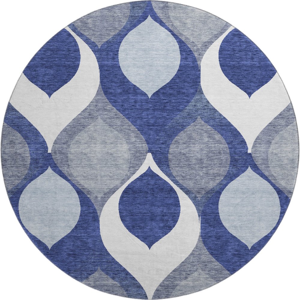 Premium Machine Washable Mayfield AMF749 Navy 8' x 8' Round Rug. Picture 1