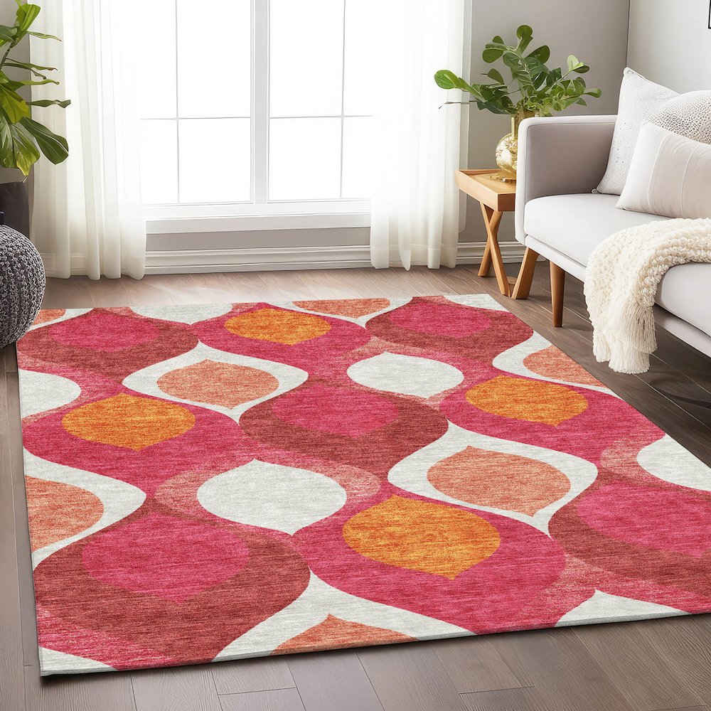 Premium Machine Washable Mayfield AMF749 Pink 2'6" x 3'10" Rug. Picture 5