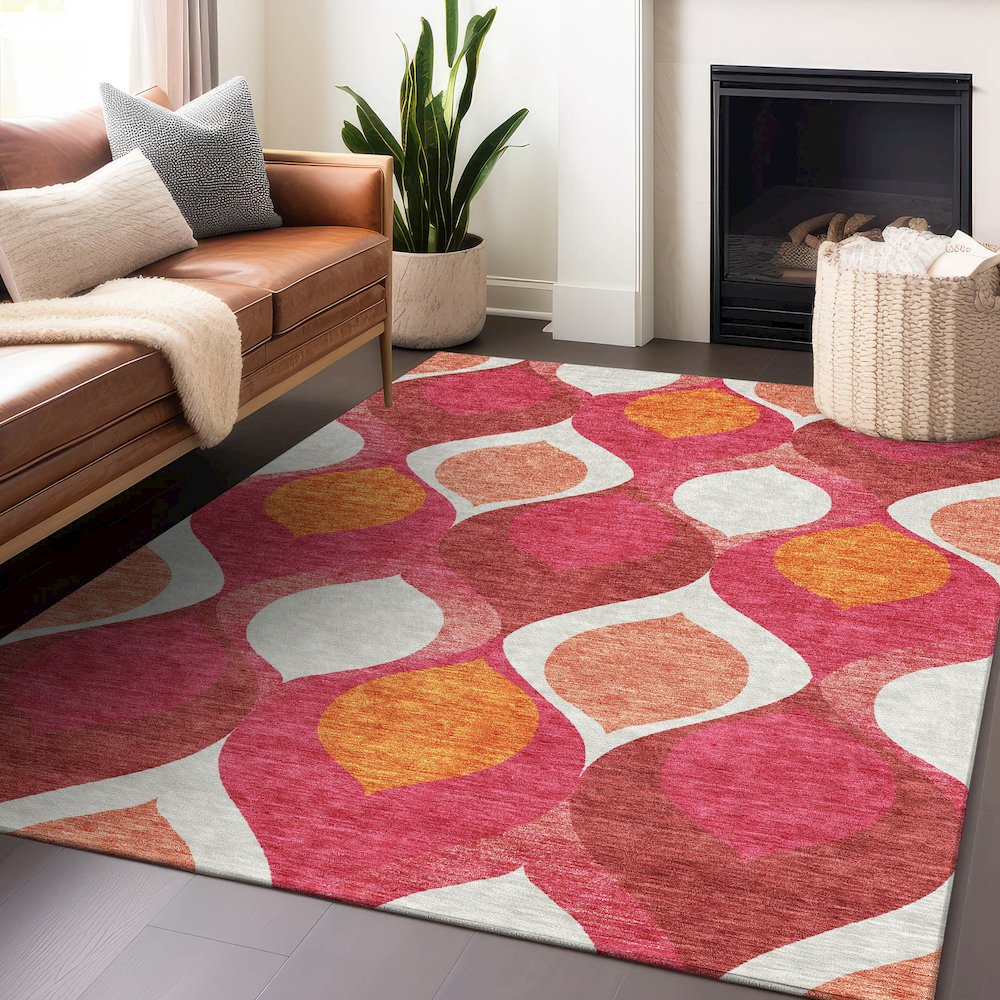 Premium Machine Washable Mayfield AMF749 Pink 2'6" x 3'10" Rug. Picture 6
