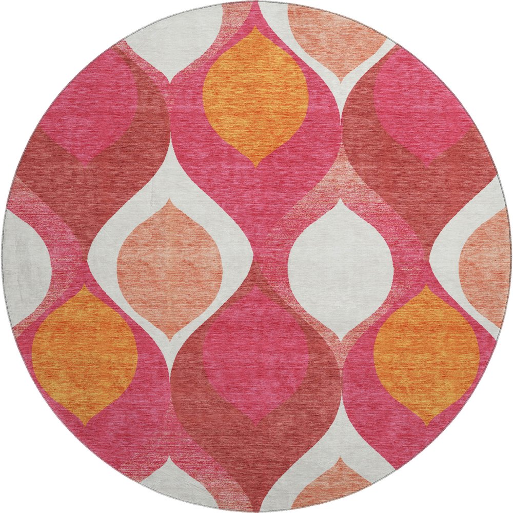 Premium Machine Washable Mayfield AMF749 Pink 8' x 8' Round Rug. Picture 1