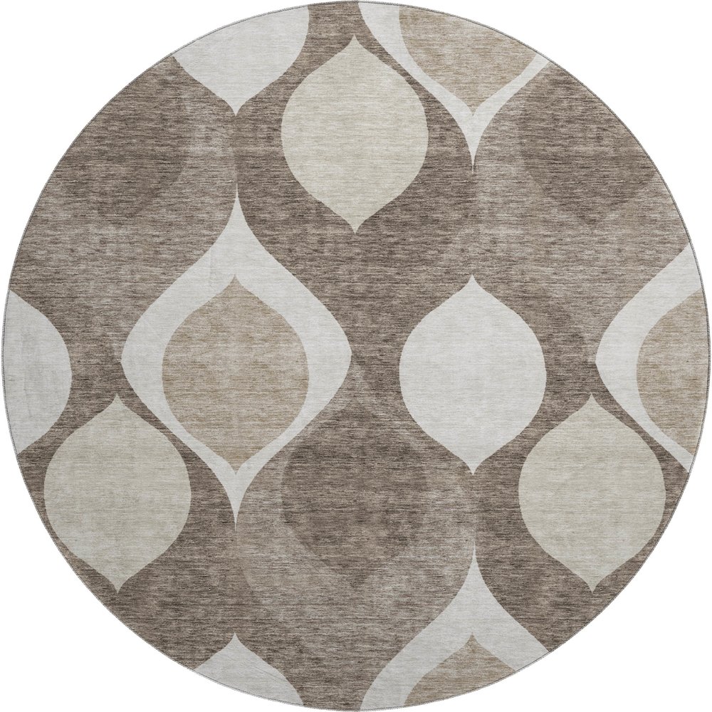 Premium Machine Washable Mayfield AMF749 Taupe 8' x 8' Round Rug. Picture 1