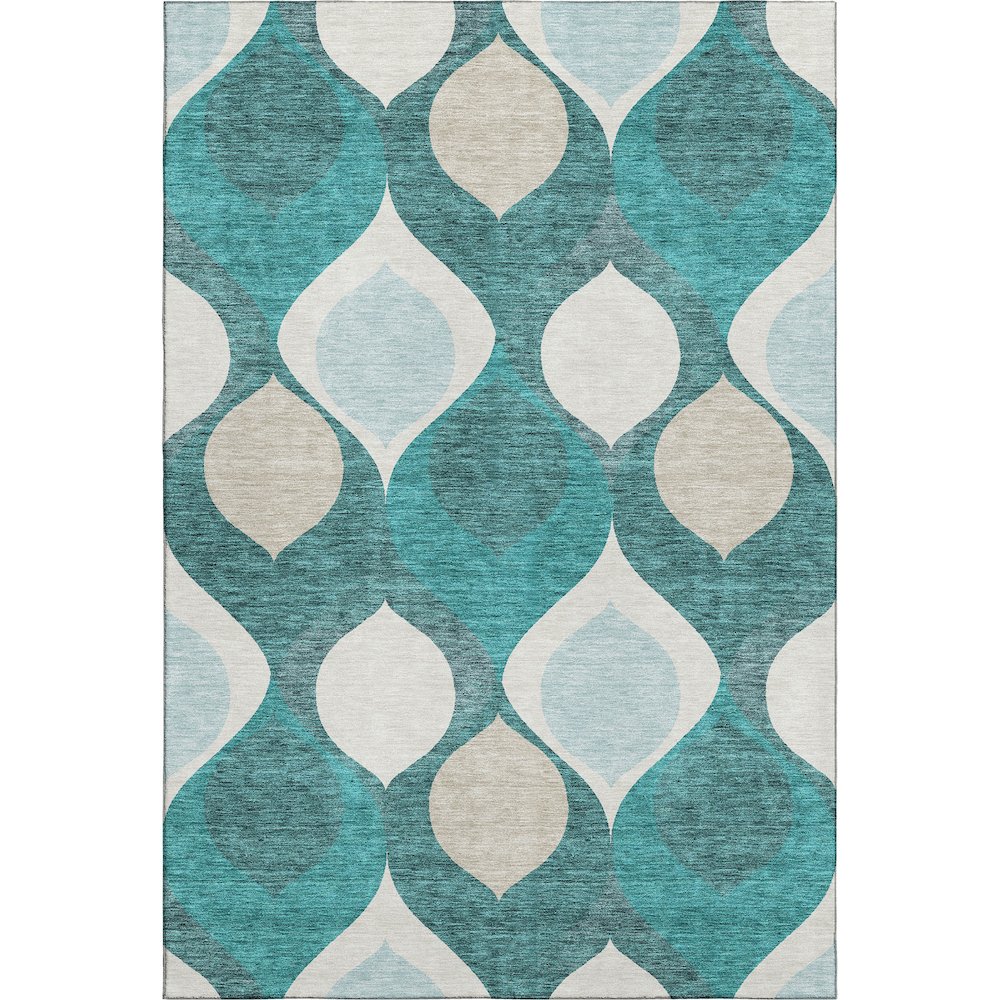 Premium Machine Washable Mayfield AMF749 Teal 2'6" x 3'10" Rug. Picture 1
