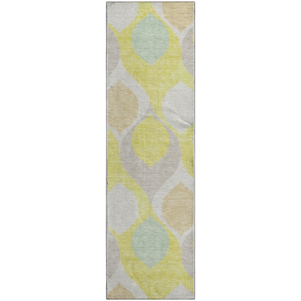 Premium Machine Washable Mayfield AMF749 Yellow 2'3" x 7'6" Runner Rug. Picture 1