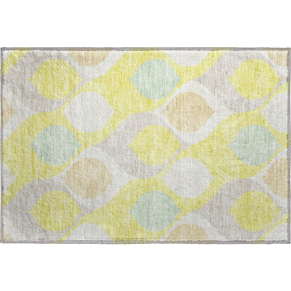 Premium Machine Washable Mayfield AMF749 Yellow 1'8" x 2'6" Rug. Picture 1