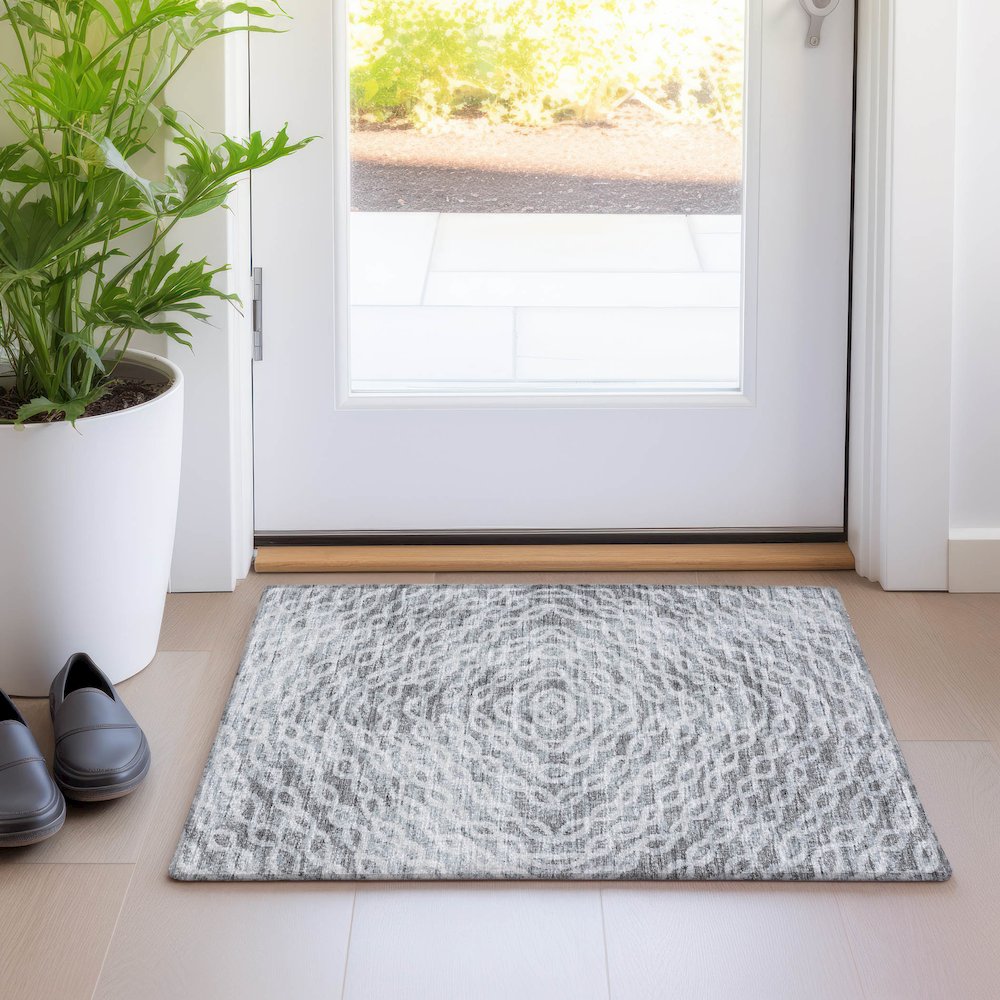 Premium Machine Washable Mayfield  Ash 1'8" x 2'6" Rug. Picture 5