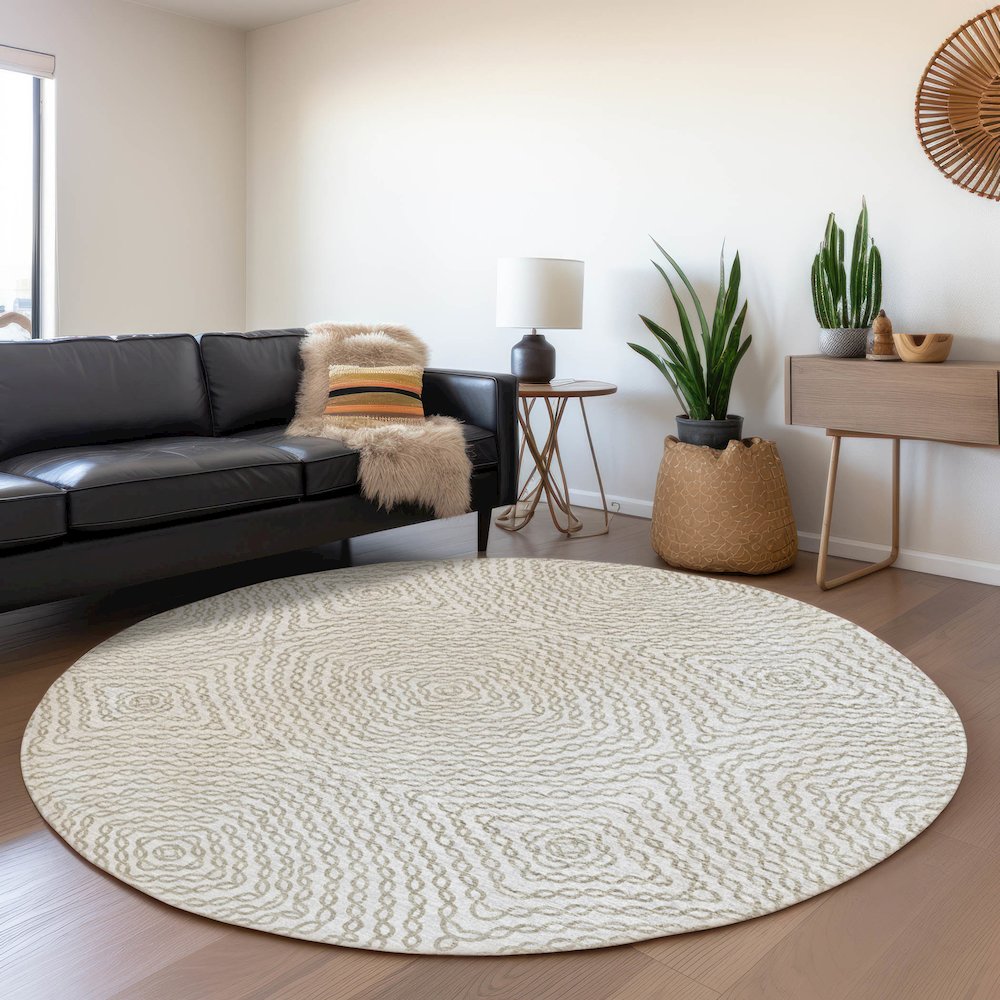 Premium Machine Washable Mayfield  Linen 8' x 8' Round Rug. Picture 5