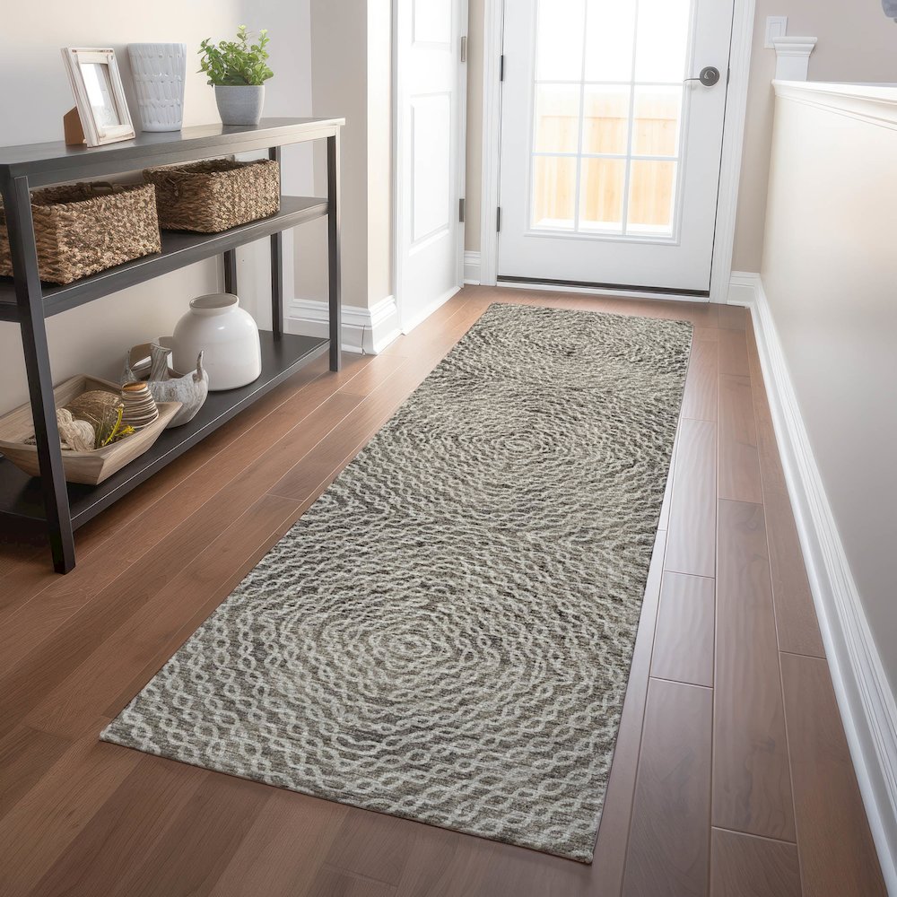 Premium Machine Washable Mayfield  Mocha 2'3" x 7'6" Runner Rug. Picture 5
