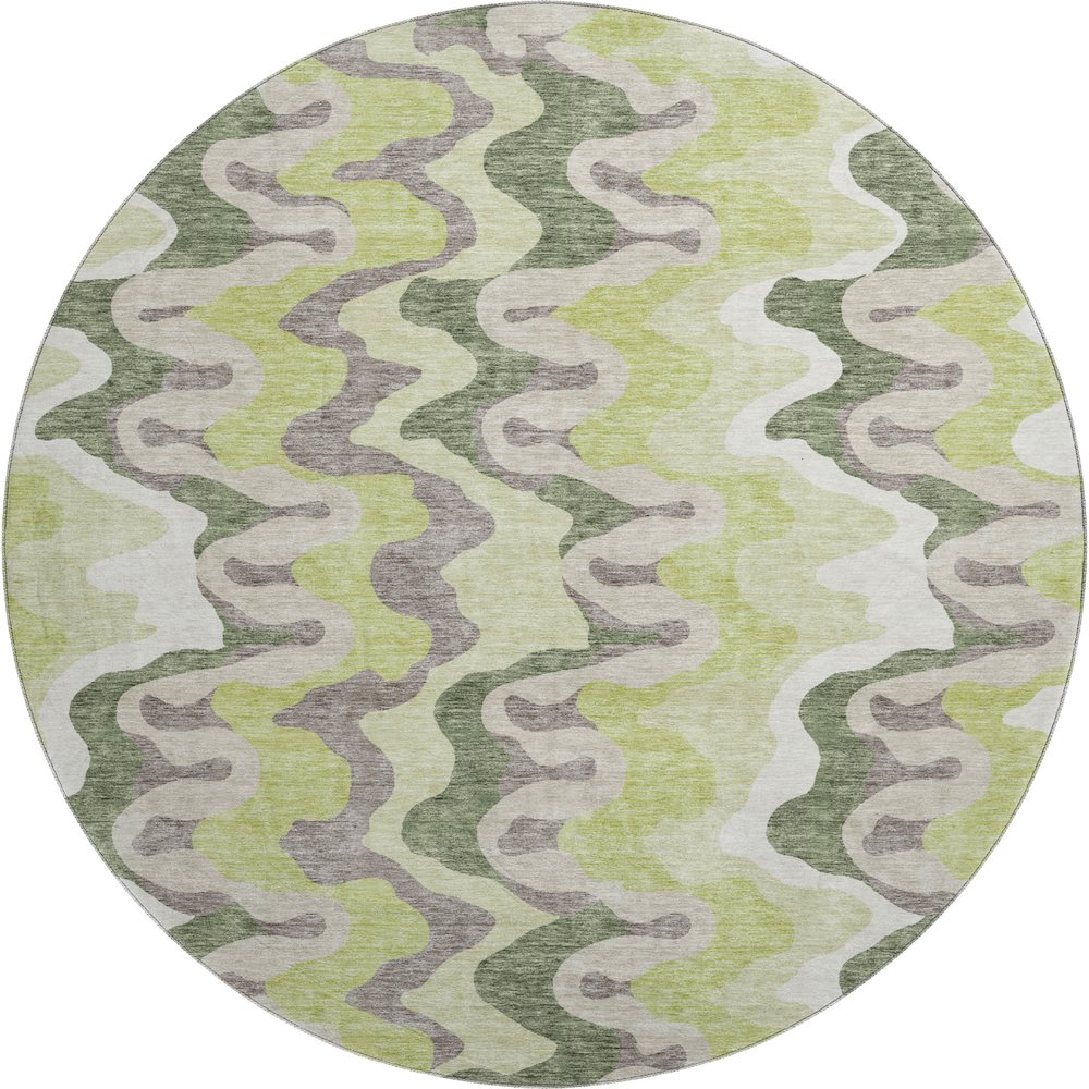 Premium Machine Washable Mayfield AMF750 Aloe 8' x 8' Round Rug. Picture 1