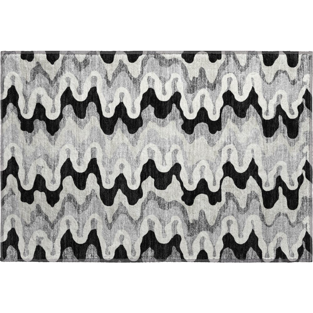 Premium Machine Washable Mayfield AMF750 Black 1'8" x 2'6" Rug. Picture 1