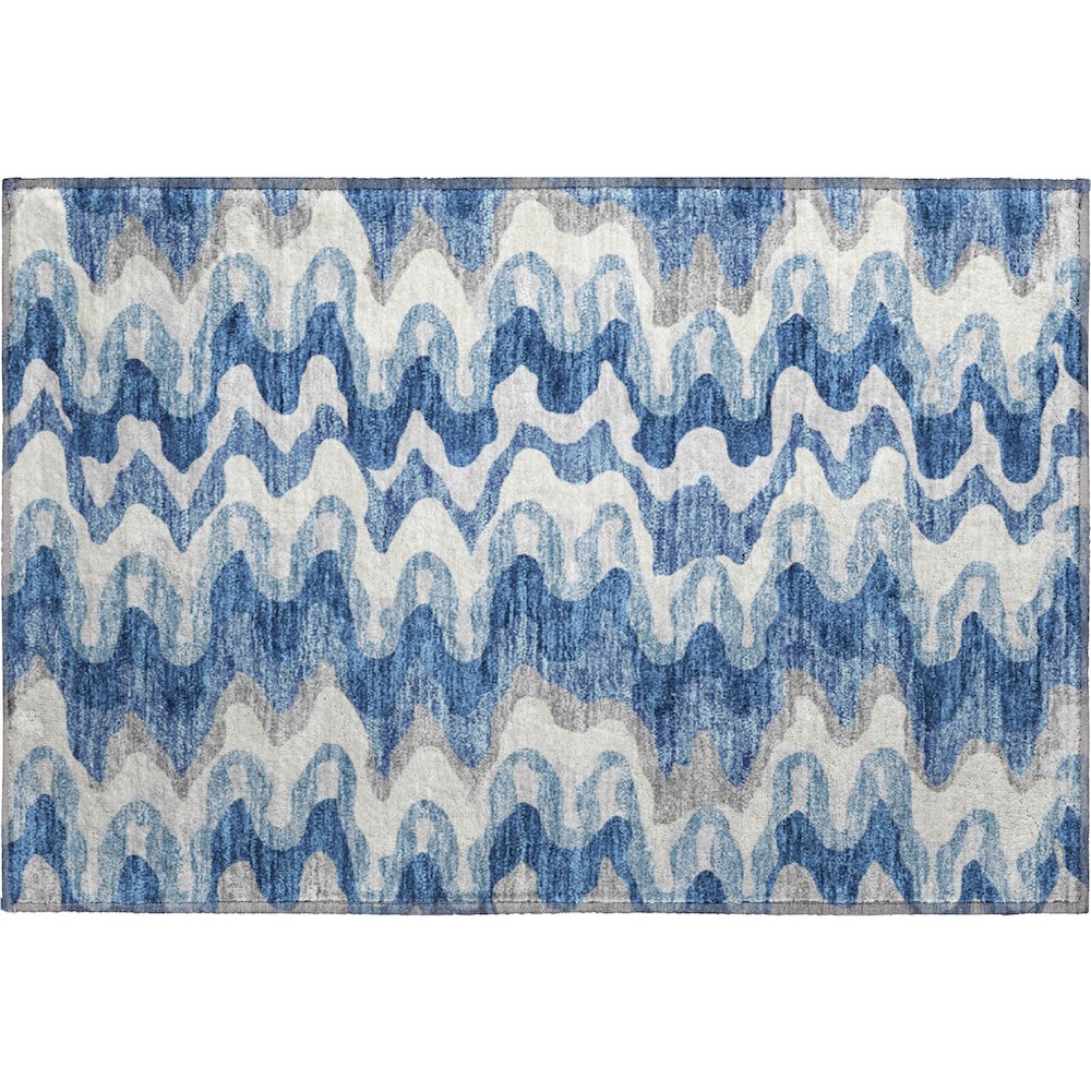 Premium Machine Washable Mayfield AMF750 Blue 1'8" x 2'6" Rug. Picture 1