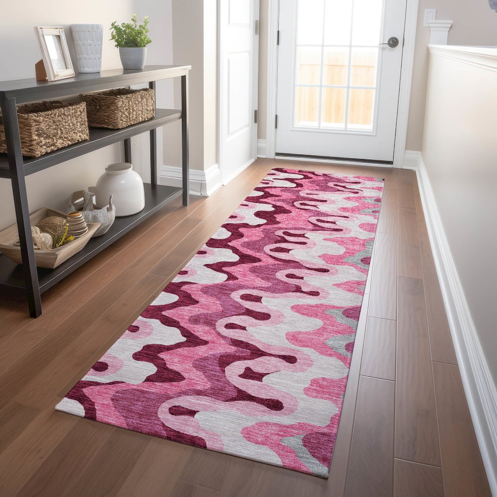 Premium Machine Washable Mayfield AMF750 Blush 2'3" x 7'6" Runner Rug. Picture 5