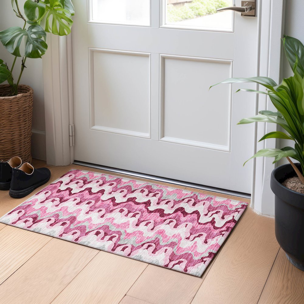 Premium Machine Washable Mayfield AMF750 Blush 1'8" x 2'6" Rug. Picture 5
