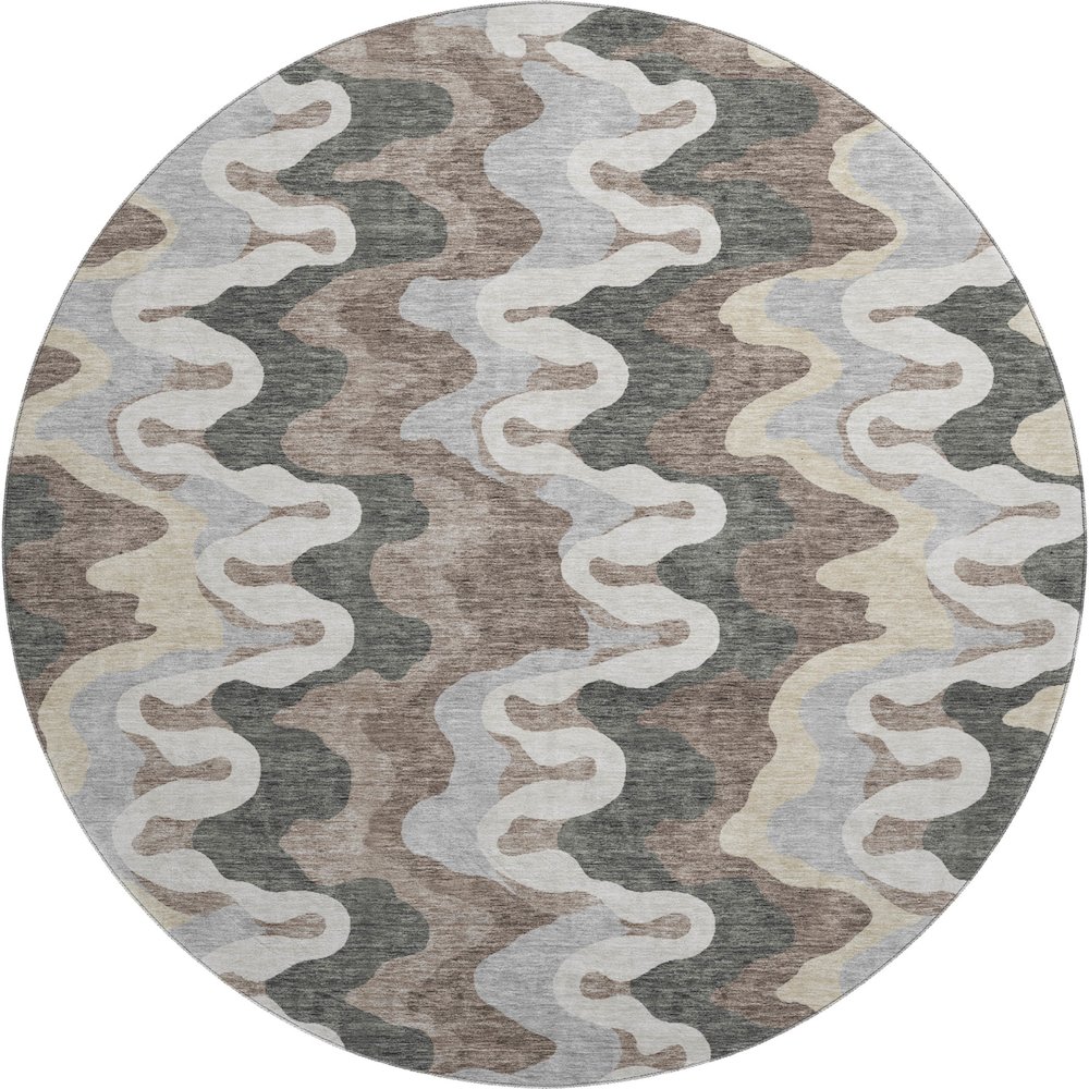 Premium Machine Washable Mayfield AMF750 Charcoal 8' x 8' Round Rug. Picture 1