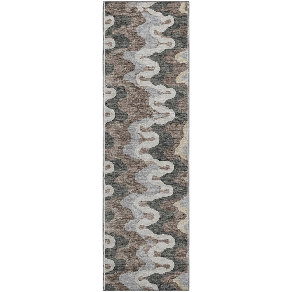 Premium Machine Washable Mayfield AMF750 Charcoal 2'3" x 7'6" Runner Rug. Picture 1