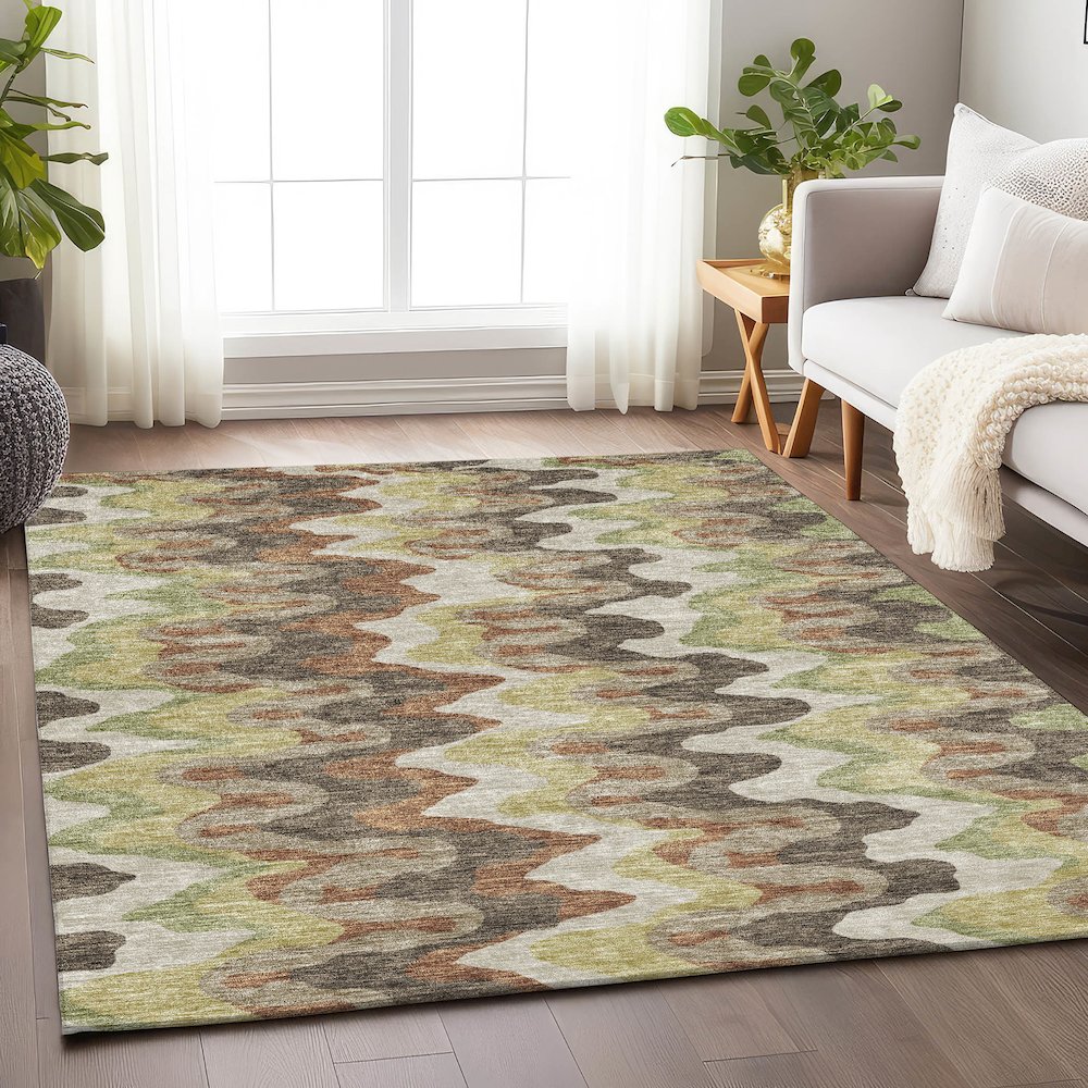 Premium Machine Washable Mayfield AMF750 Chocolate 2'6" x 3'10" Rug. Picture 5
