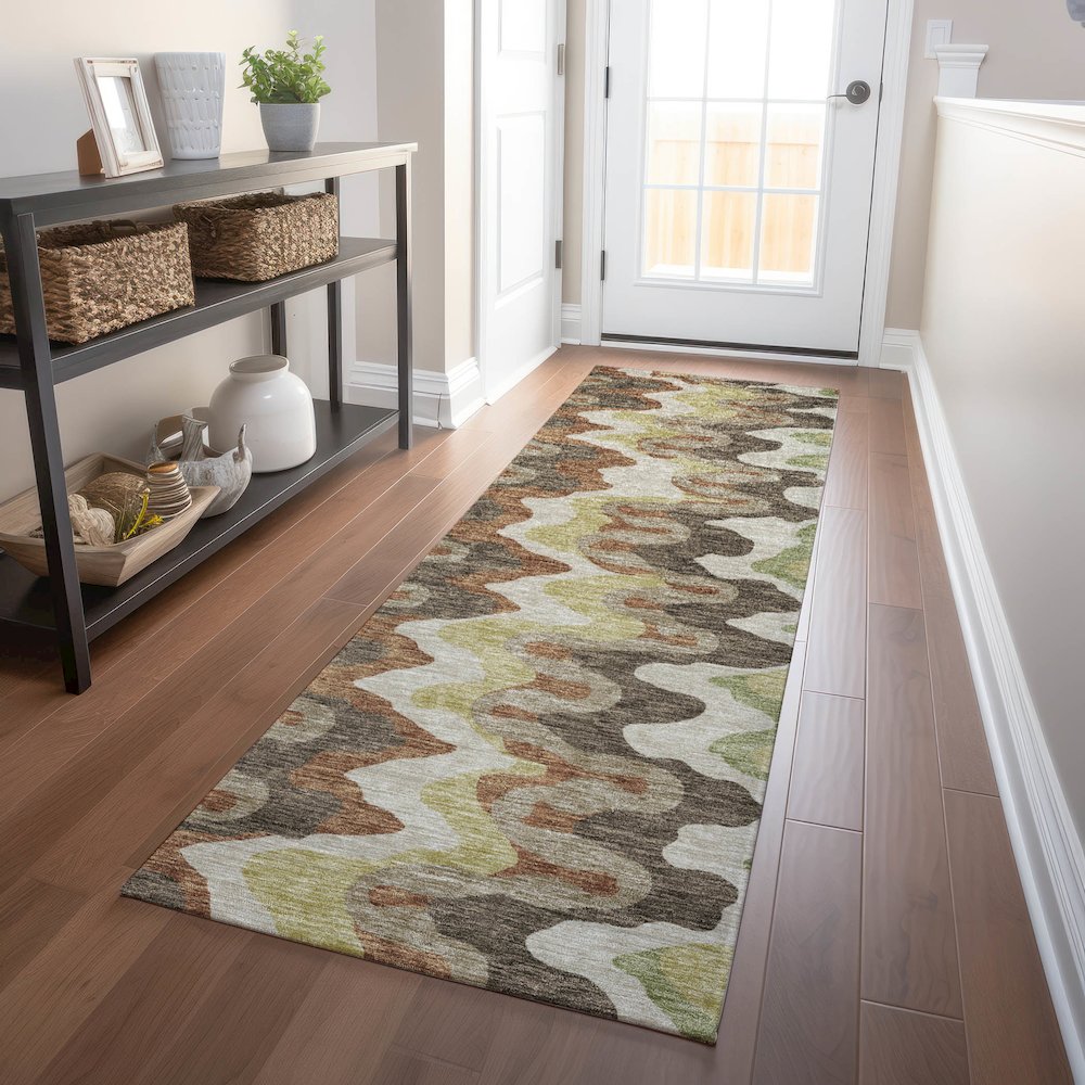 Premium Machine Washable Mayfield AMF750 Chocolate 2'3" x 7'6" Runner Rug. Picture 5