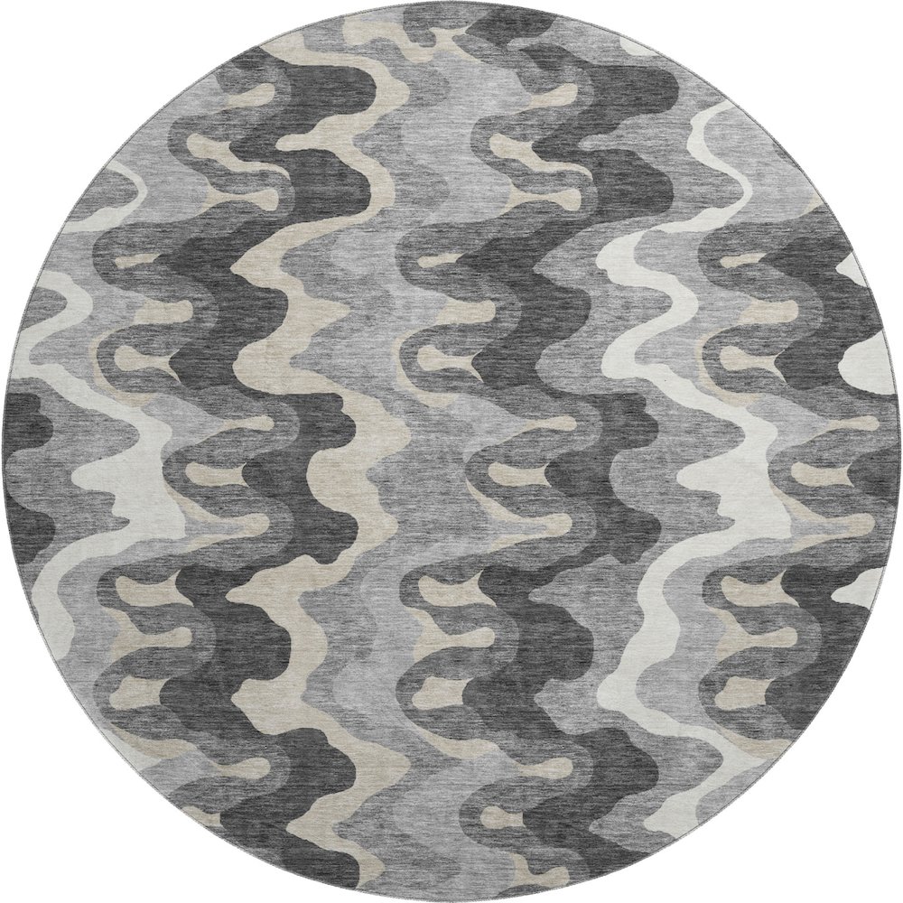 Premium Machine Washable Mayfield AMF750 Gray 8' x 8' Round Rug. Picture 1