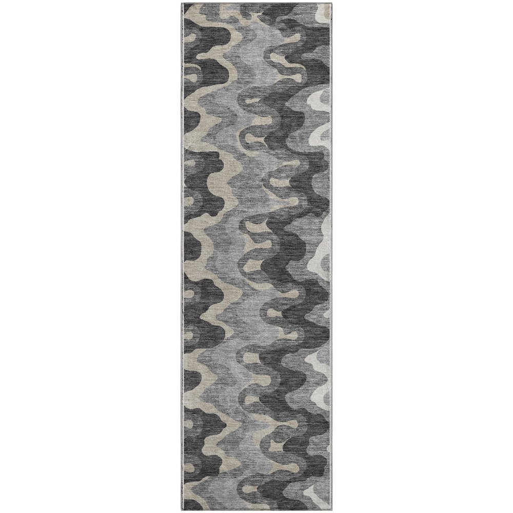 Premium Machine Washable Mayfield AMF750 Gray 2'3" x 7'6" Runner Rug. Picture 1
