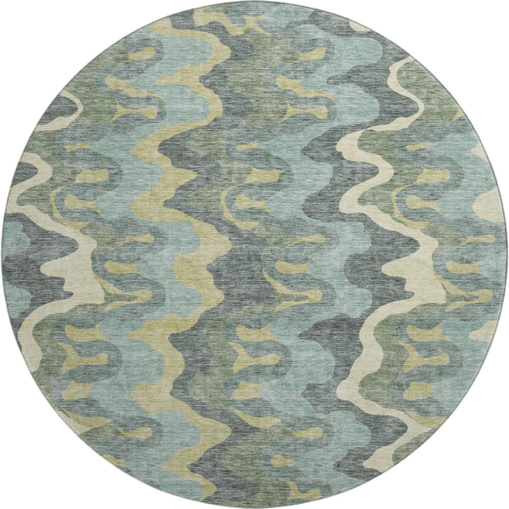 Premium Machine Washable Mayfield AMF750 Sage 8' x 8' Round Rug. Picture 1