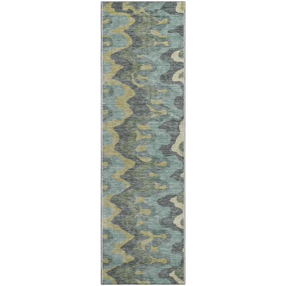 Premium Machine Washable Mayfield AMF750 Sage 2'3" x 7'6" Runner Rug. Picture 1