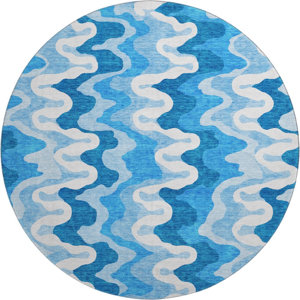 Premium Machine Washable Mayfield AMF750 Sky 8' x 8' Round Rug. Picture 1