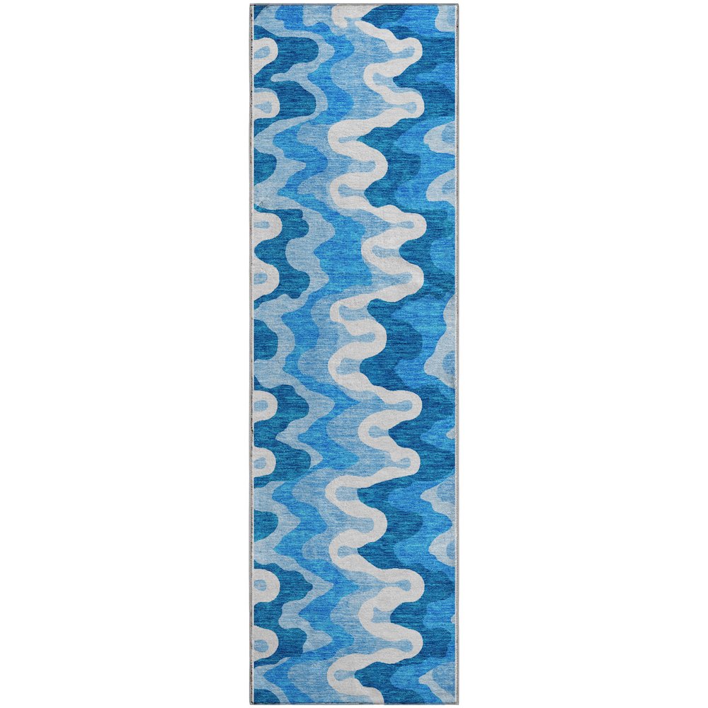 Premium Machine Washable Mayfield AMF750 Sky 2'3" x 7'6" Runner Rug. Picture 1